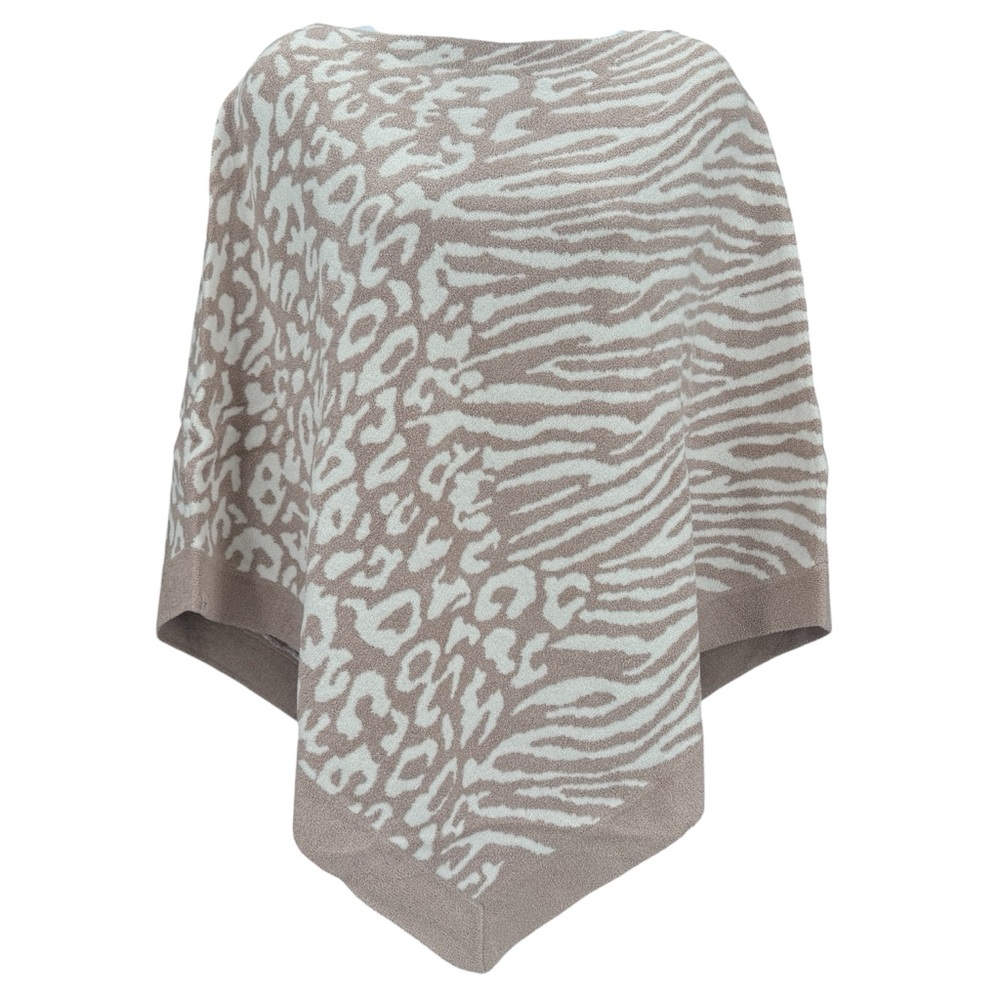 Barefoot Dreams Cozychic Lite Ocean Breeze Poncho In Faded Rose-Animal Print